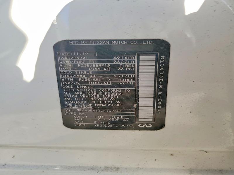 2020 Infiniti Qx50 Pure მანქანა იყიდება აუქციონზე, vin: 3PCAJ5M13LF109821, აუქციონის ნომერი: 97678105