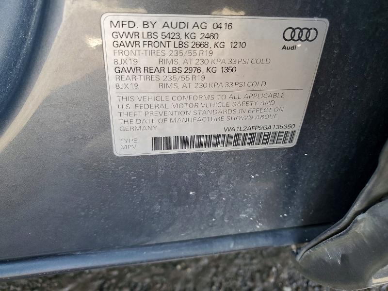 74047685 :رقم المزاد ، WA1L2AFP9GA135350 vin ، 2016 Audi Q5 مزاد بيع