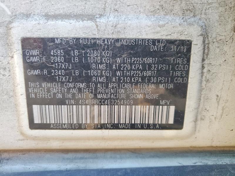 Продажа на аукционе авто 2014 Subaru Outback, vin: 4S4BRBCC4E3254909, номер лота: 74283935