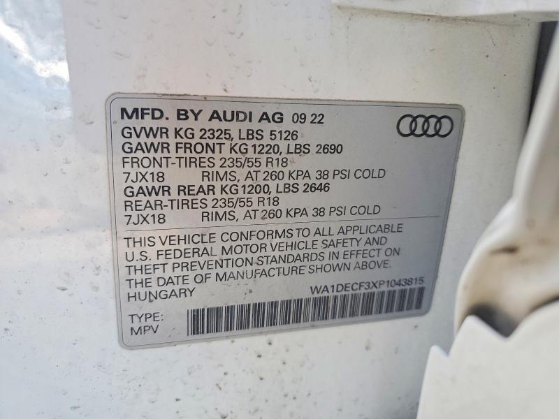 98405775 :رقم المزاد ، WA1DECF3XP1043815 vin ، 2023 Audi Q3 مزاد بيع
