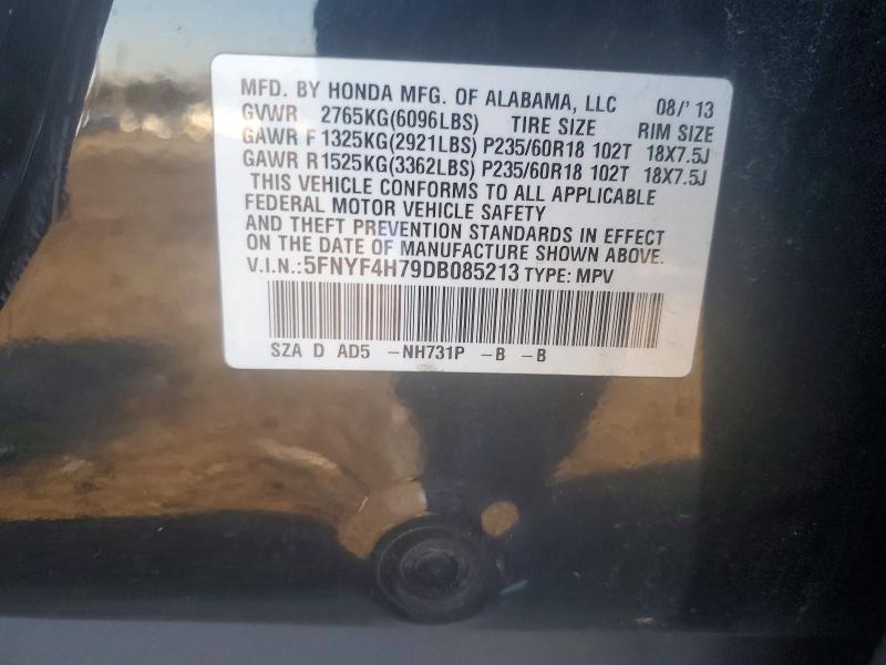 Продаж на аукціоні авто 2013 Honda Pilot, vin: 5FNYF4H79DB085213, номер лоту: 97605385