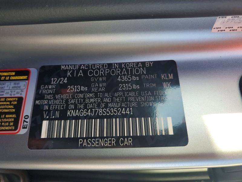 Aukcja sprzedaży 2025 Kia K5, vin: KNAG64J78S5352441, numer aukcji: 98968685