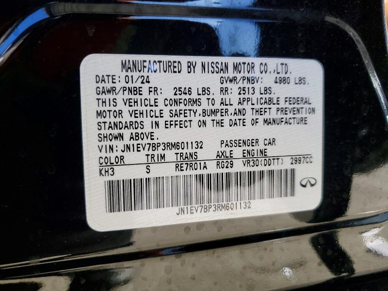 75291715 :رقم المزاد ، JN1EV7BP3RM601132 vin ، 2024 Infiniti Q50 مزاد بيع