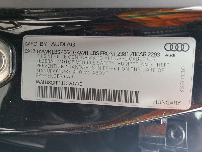 Продажа на аукционе авто 2018 Audi A3, vin: WAUJ8GFF1J1020770, номер лота: 96930485