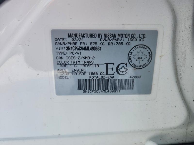 75068525 :رقم المزاد ، 3N1CP5CV4ML490631 vin ، 2021 Nissan Kicks مزاد بيع