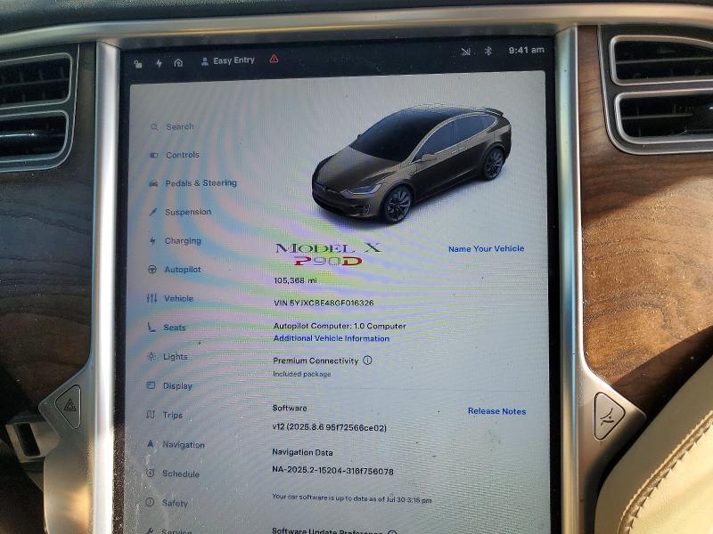 2016 Tesla Model X მანქანა იყიდება აუქციონზე, vin: 5YJXCBE48GF016326, აუქციონის ნომერი: 72368905