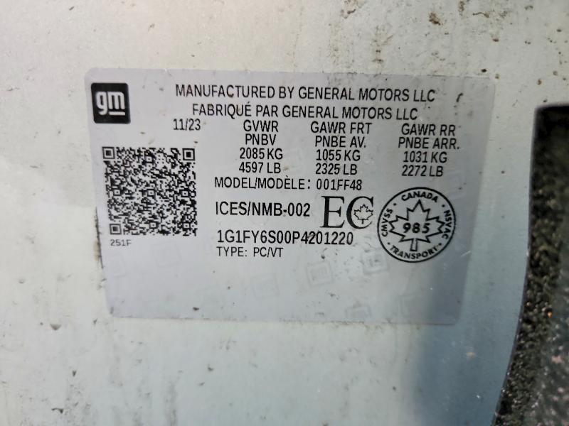 2023 Chevrolet Bolt Euv მანქანა იყიდება აუქციონზე, vin: 1G1FY6S00P4201220, აუქციონის ნომერი: 72737595