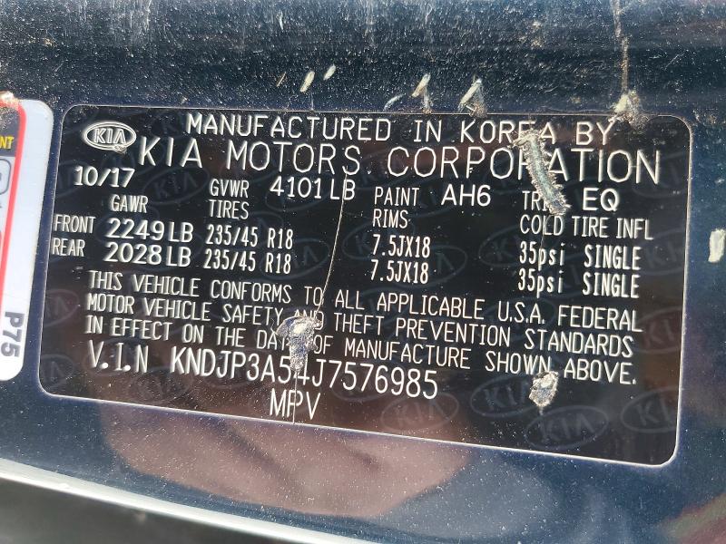99856555 :رقم المزاد ، KNDJP3A54J7576985 vin ، 2018 Kia Soul مزاد بيع