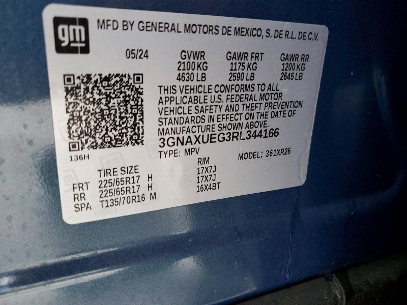 Aukcja sprzedaży 2024 Chevrolet Equinox Lt, vin: 3GNAXUEG3RL344166, numer aukcji: 99717575