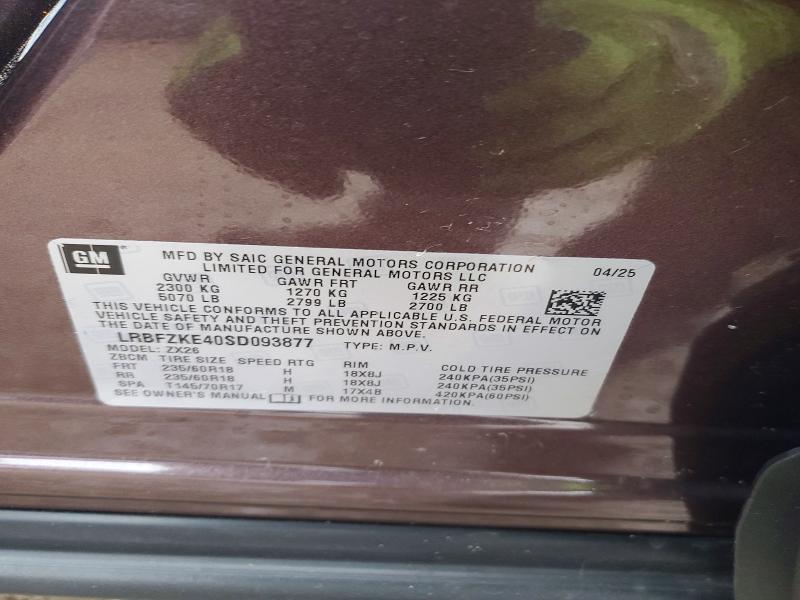 Продаж на аукціоні авто 2025 Buick Envision, vin: LRBFZKE40SD093877, номер лоту: 97795965