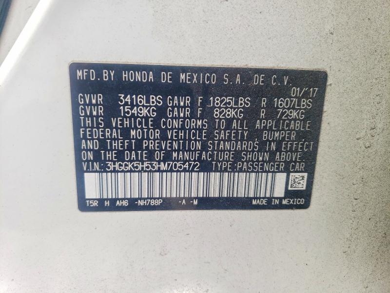 Aukcja sprzedaży 2017 Honda Fit, vin: 3HGGK5H53HM705472, numer aukcji: 99443645
