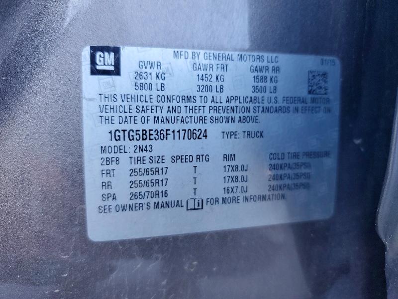 Aukcja sprzedaży 2015 Gmc Canyon, vin: 1GTG5BE36F1170624, numer aukcji: 73661905