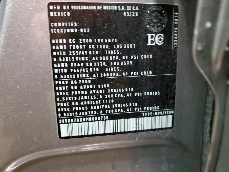 Aukcja sprzedaży 2023 Volkswagen Tiguan, vin: 3VV8B7AX9PM088735, numer aukcji: 96680595