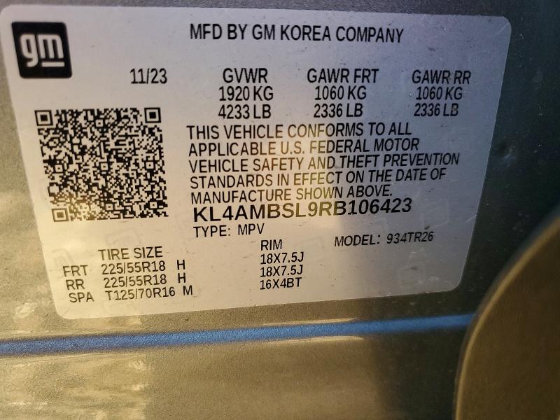 72194795 :رقم المزاد ، KL4AMBSL9RB106423 vin ، 2024 Buick Encore Gx مزاد بيع