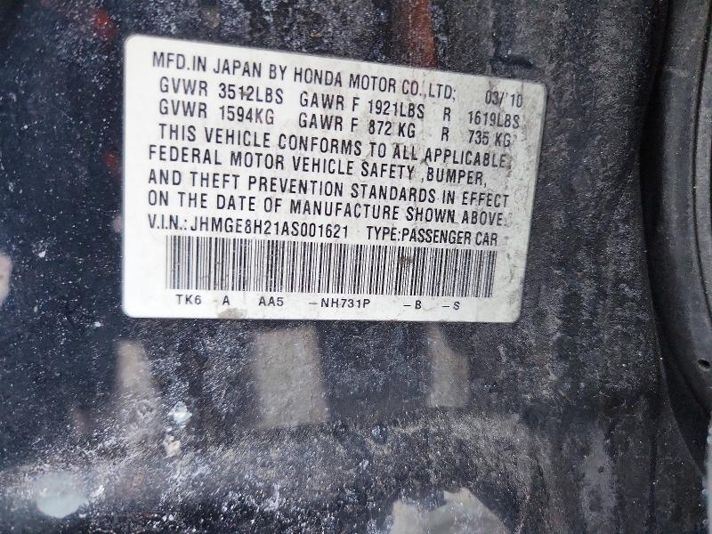 Aukcja sprzedaży 2010 Honda Fit, vin: JHMGE8H21AS001621, numer aukcji: 74322065