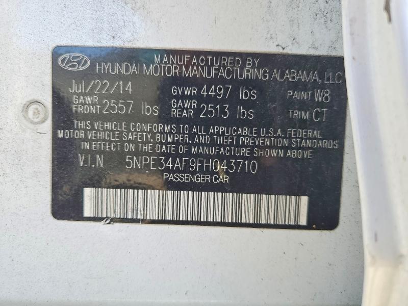 2015 Hyundai Sonata მანქანა იყიდება აუქციონზე, vin: 5NPE34AF9FH043710, აუქციონის ნომერი: 72815945