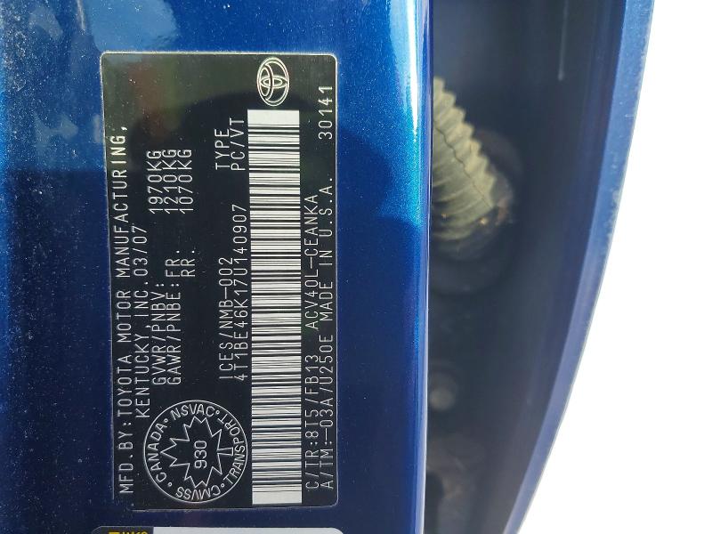 97182015 :رقم المزاد ، 4T1BE46K17U140907 vin ، 2007 Toyota Camry مزاد بيع