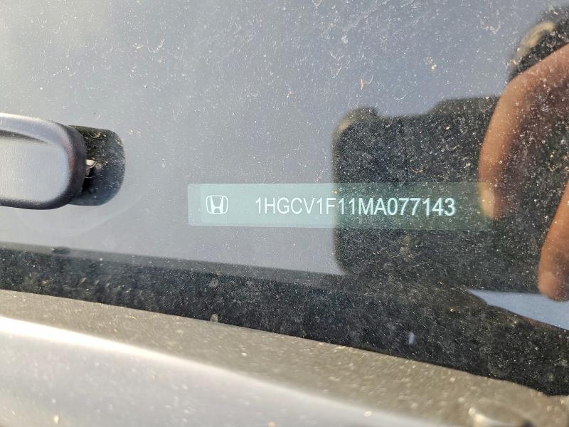 97746255 :رقم المزاد ، 1HGCV1F11MA077143 vin ، 2021 Honda Accord مزاد بيع