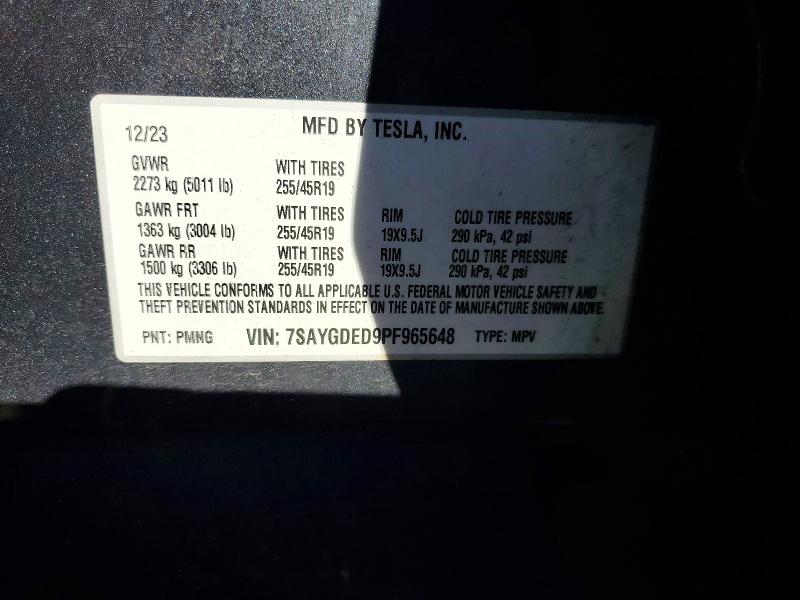 72252855 :رقم المزاد ، 7SAYGDED9PF965648 vin ، 2023 Tesla Model Y مزاد بيع