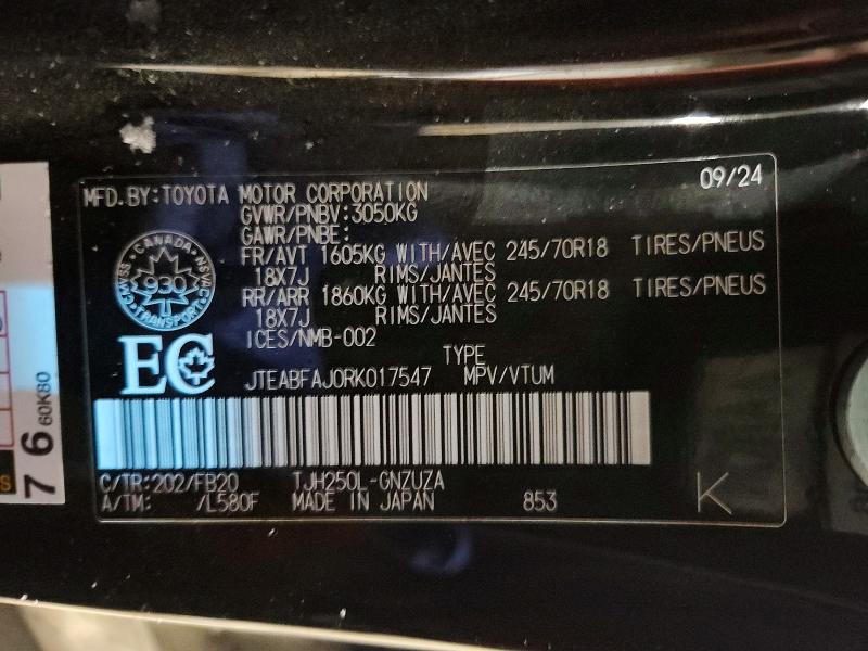 99065975 :رقم المزاد ، JTEABFAJ0RK017547 vin ، 2024 Toyota Land Cruiser مزاد بيع
