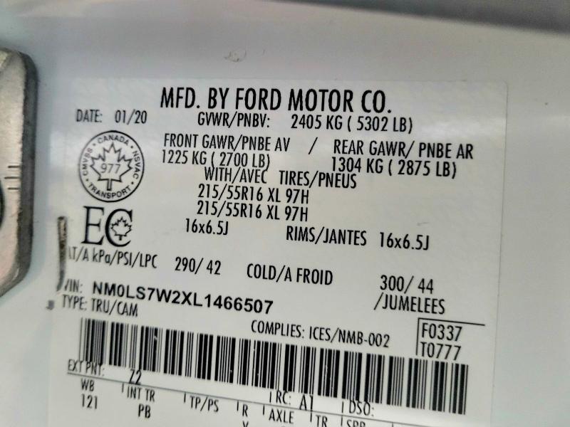 74483665 :رقم المزاد ، NM0LS7W2XL1466507 vin ، 2020 Ford Transit Co مزاد بيع