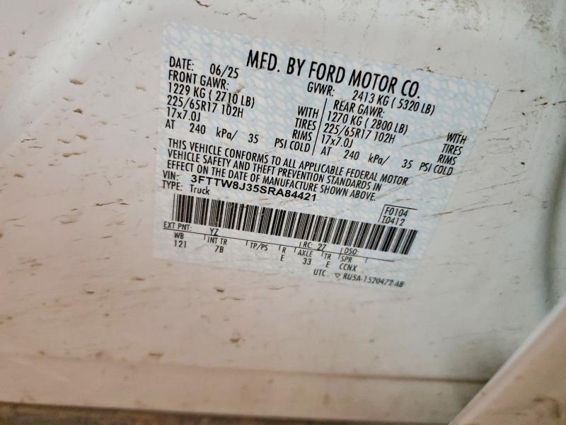75069445 :رقم المزاد ، 3FTTW8J35SRA84421 vin ، 2025 Ford Maverick مزاد بيع