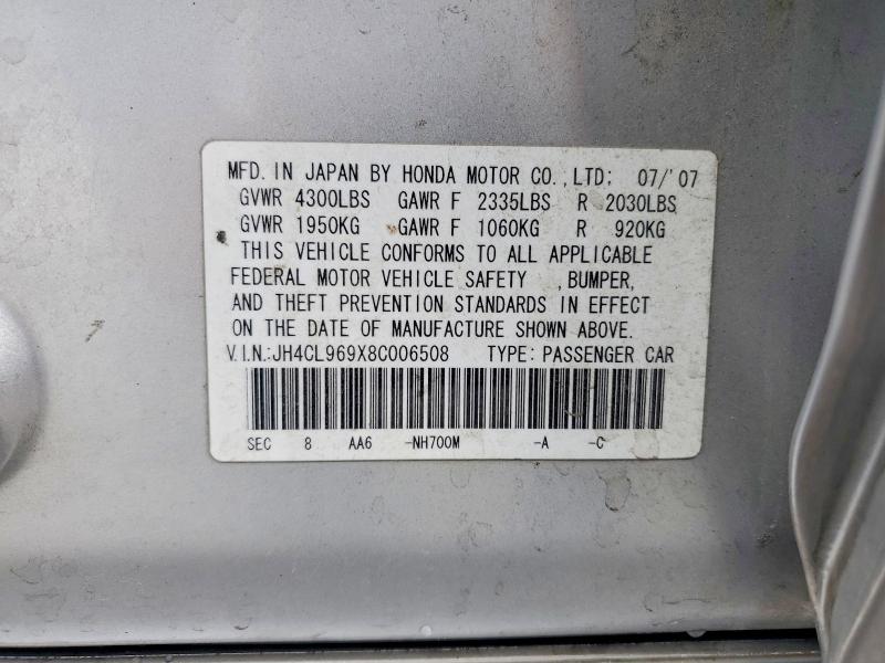 Aukcja sprzedaży 2008 Acura Tsx, vin: JH4CL969X8C006508, numer aukcji: 92442425
