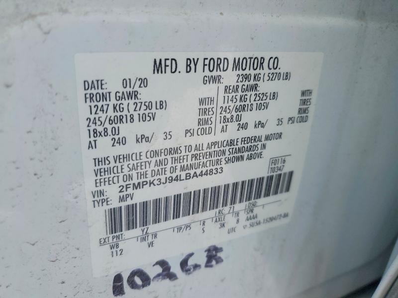 Продажа на аукционе авто 2020 Ford Edge, vin: 2FMPK3J94LBA44833, номер лота: 98613205