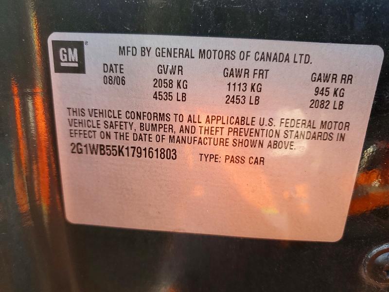 72567995 :رقم المزاد ، 2G1WB55K179161803 vin ، 2007 Chevrolet Impala مزاد بيع