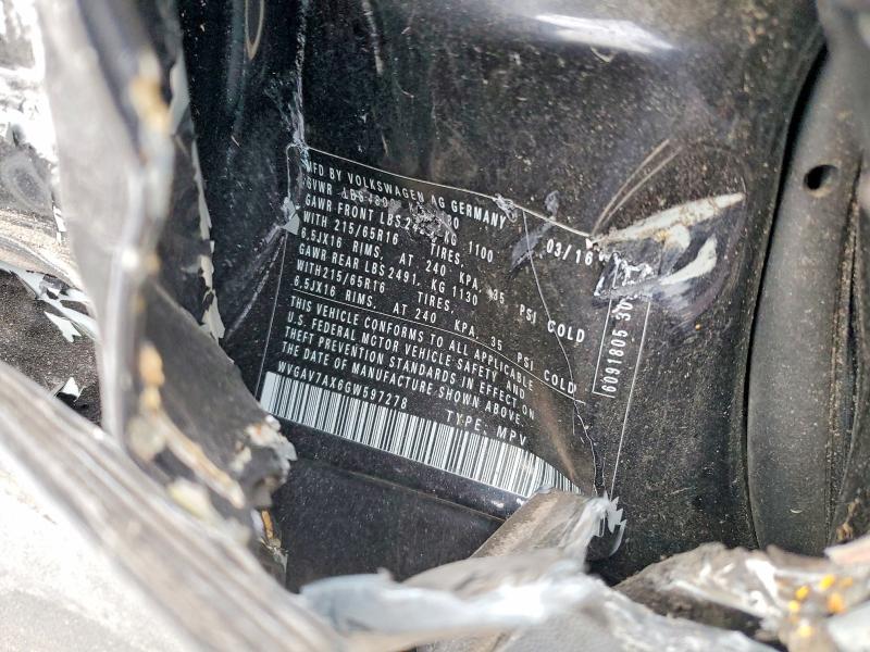 2016 Volkswagen Tiguan მანქანა იყიდება აუქციონზე, vin: WVGAV7AX6GW597278, აუქციონის ნომერი: 98494745