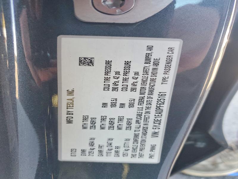 73258485 :رقم المزاد ، 5YJ3E1EA0PF625161 vin ، 2023 Tesla Model 3 مزاد بيع