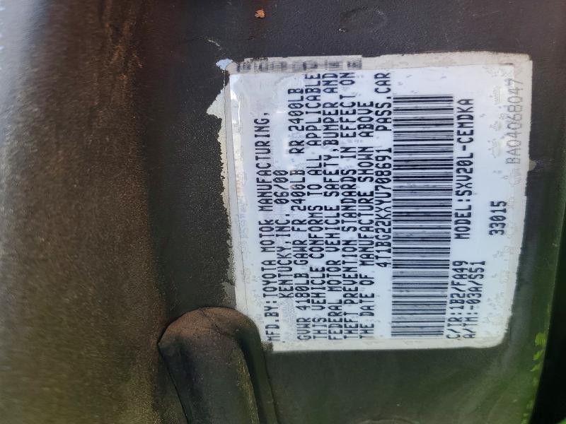 Aukcja sprzedaży 2000 Toyota Camry, vin: 4T1BG22KXYU708691, numer aukcji: 99924385
