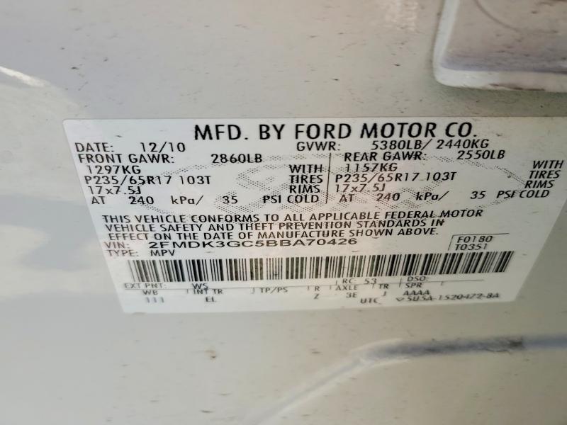 Aukcja sprzedaży 2011 Ford Edge, vin: 2FMDK3GC5BBA70426, numer aukcji: 74350375