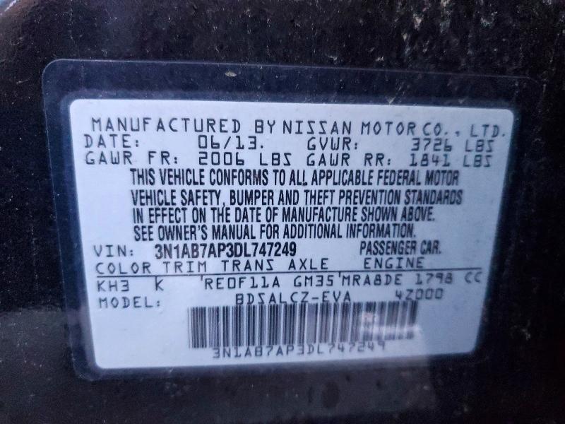 99934145 :رقم المزاد ، 3N1AB7AP3DL747249 vin ، 2013 Nissan Sentra مزاد بيع