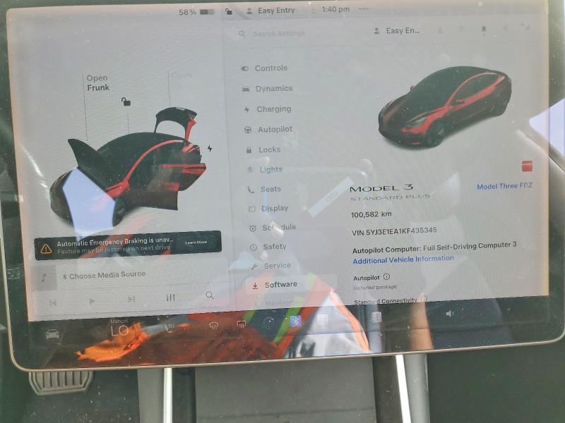 2019 Tesla Model 3 მანქანა იყიდება აუქციონზე, vin: 5YJ3E1EA1KF435345, აუქციონის ნომერი: 74123815