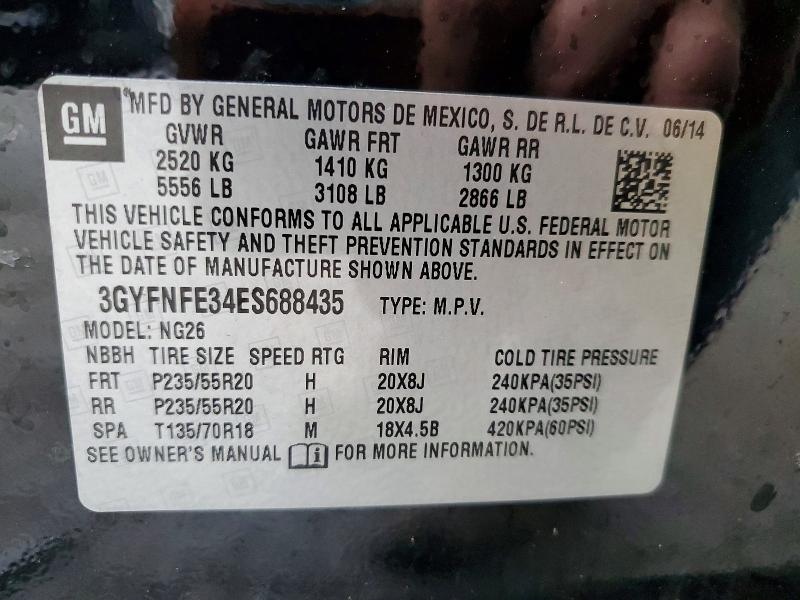 Aukcja sprzedaży 2014 Cadillac Srx, vin: 3GYFNFE34ES688435, numer aukcji: 98330865