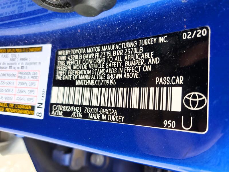 98643625 :رقم المزاد ، NMTKHMBX1LR109196 vin ، 2020 Toyota C-hr مزاد بيع