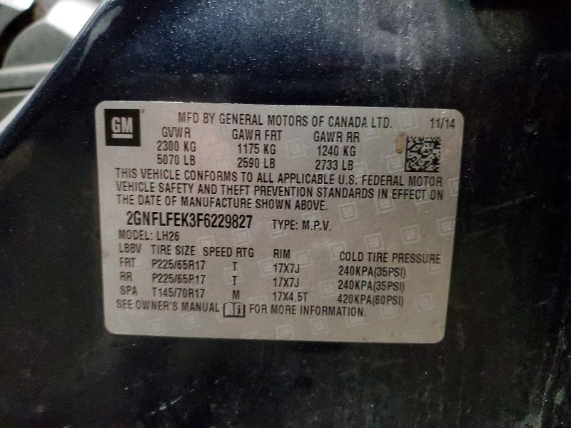 98218065 :رقم المزاد ، 2GNFLFEK3F6229827 vin ، 2015 Chevrolet Equinox مزاد بيع