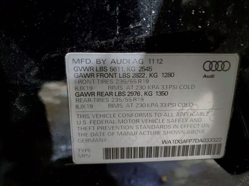 Продажа на аукционе авто 2013 Audi Q5, vin: WA1DGAFP7DA033322, номер лота: 99452745