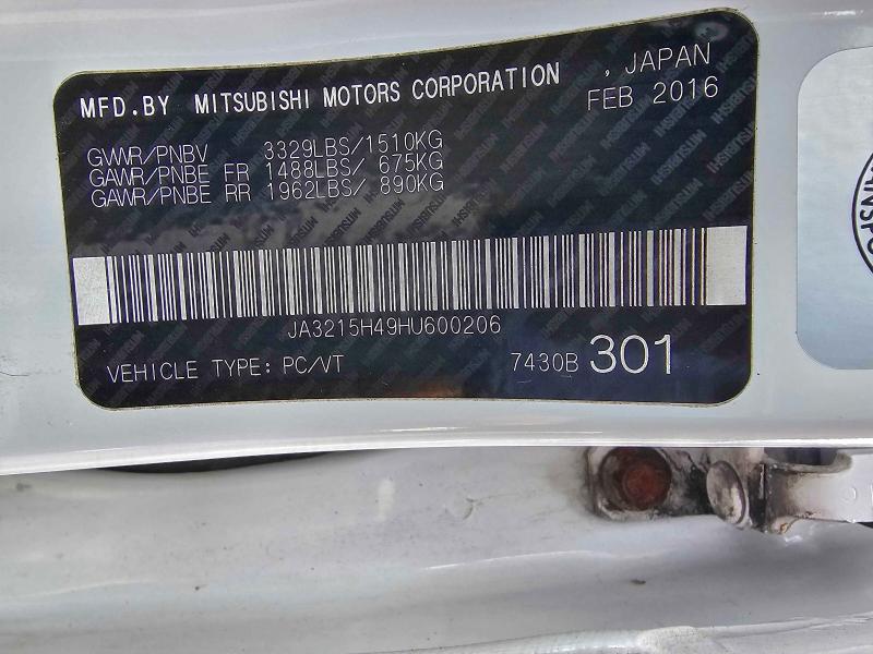 Продажа на аукционе авто 2017 Mitsubishi I Miev Es, vin: JA3215H49HU600206, номер лота: 73111755