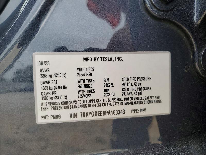 Продажа на аукционе авто 2023 Tesla Model Y, vin: 7SAYGDEE8PA160343, номер лота: 99726165
