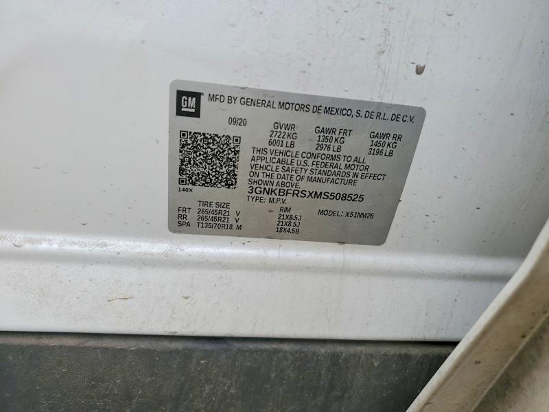 Aukcja sprzedaży 2021 Chevrolet Blazer, vin: 3GNKBFRSXMS508525, numer aukcji: 74924765