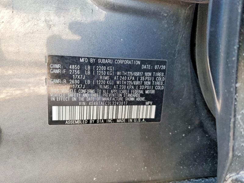Aukcja sprzedaży 2020 Subaru Outback Pr, vin: 4S4BTAEC3L3243017, numer aukcji: 74706895