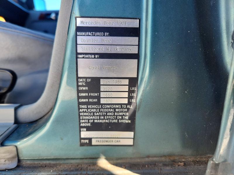 Aukcja sprzedaży 1985 Mercedes-benz 190 E, vin: WDB2010241A188921, numer aukcji: 72315355