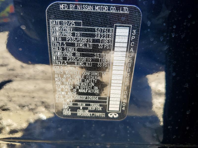 Aukcja sprzedaży 2025 Infiniti Qx50 Luxe, vin: 3PCAJ5BB3SF109604, numer aukcji: 98954855