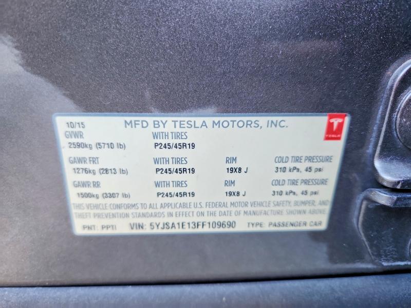 72348735 :رقم المزاد ، 5YJSA1E13FF109690 vin ، 2015 Tesla Model S مزاد بيع