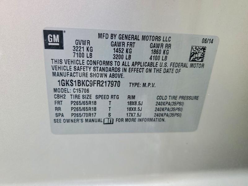 2015 Gmc Yukon მანქანა იყიდება აუქციონზე, vin: 1GKS1BKC9FR217970, აუქციონის ნომერი: 73729635