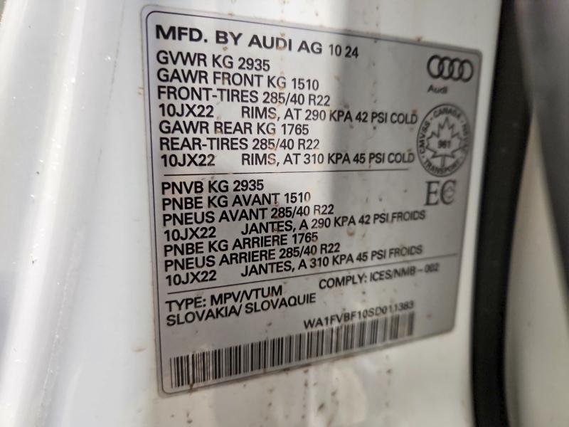Продажа на аукционе авто 2025 Audi Q8 Prestig, vin: WA1FVBF10SD011383, номер лота: 74308175