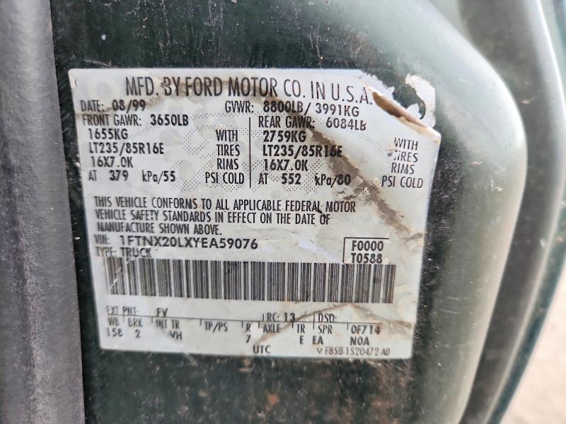 2000 Ford F250 მანქანა იყიდება აუქციონზე, vin: 1FTNX20LXYEA59076, აუქციონის ნომერი: 99947205
