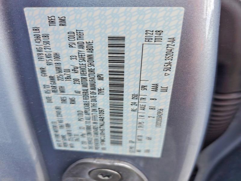 Продаж на аукціоні авто 2022 Ford Escape Sel, vin: 1FMCU0H67NUA81097, номер лоту: 76283245